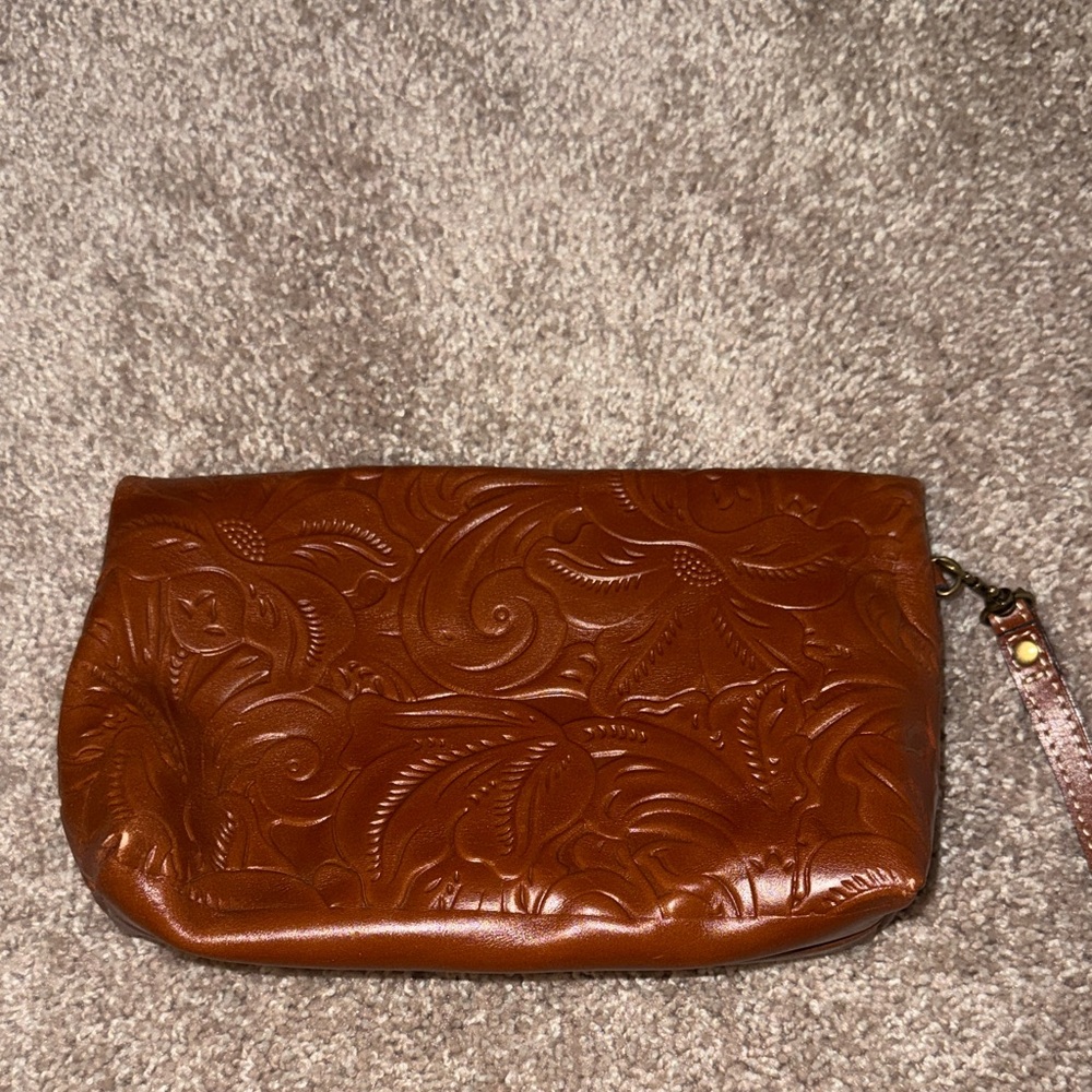 Patricia Nash Embossed Brown Clutch